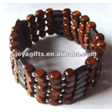 Magnetic Wood Beaded Wrap Bracelets &amp; Collier 36 &quot;